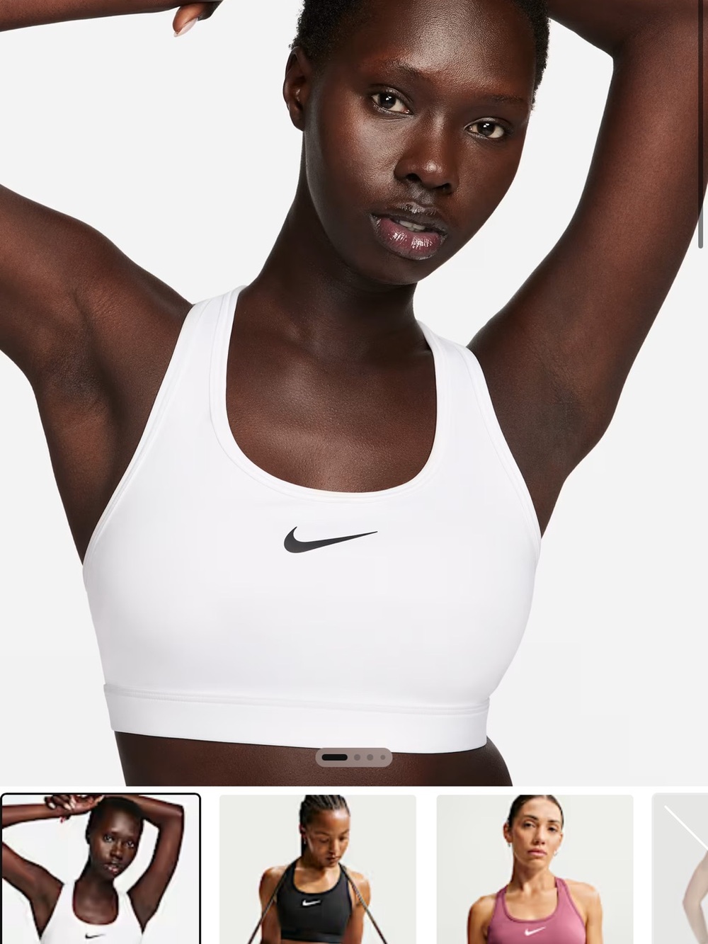 Nike White Racerback Sports Bra with Black Swoosh